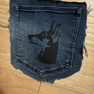 Denim Dog Print Pocket Accent